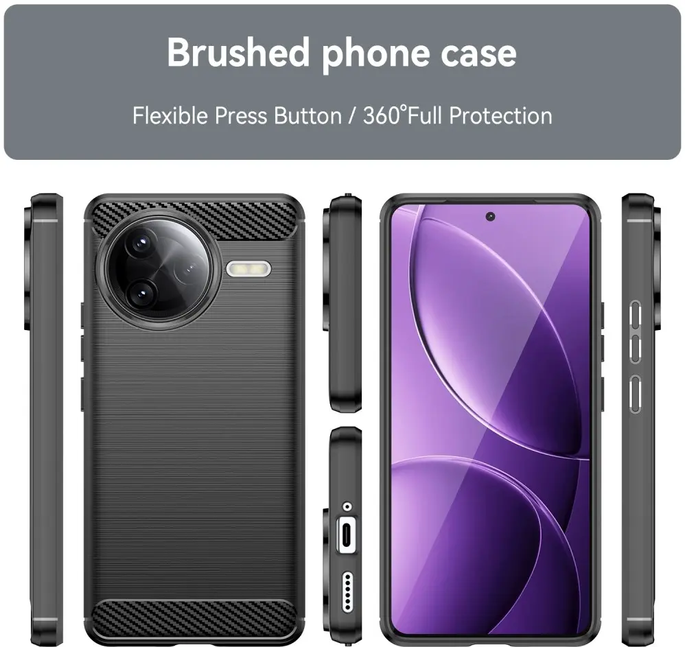 Xiaomi Poco F7 Ultra Hoesje Geborsteld TPU Flexibele Back Cover Zwart afbeelding 8