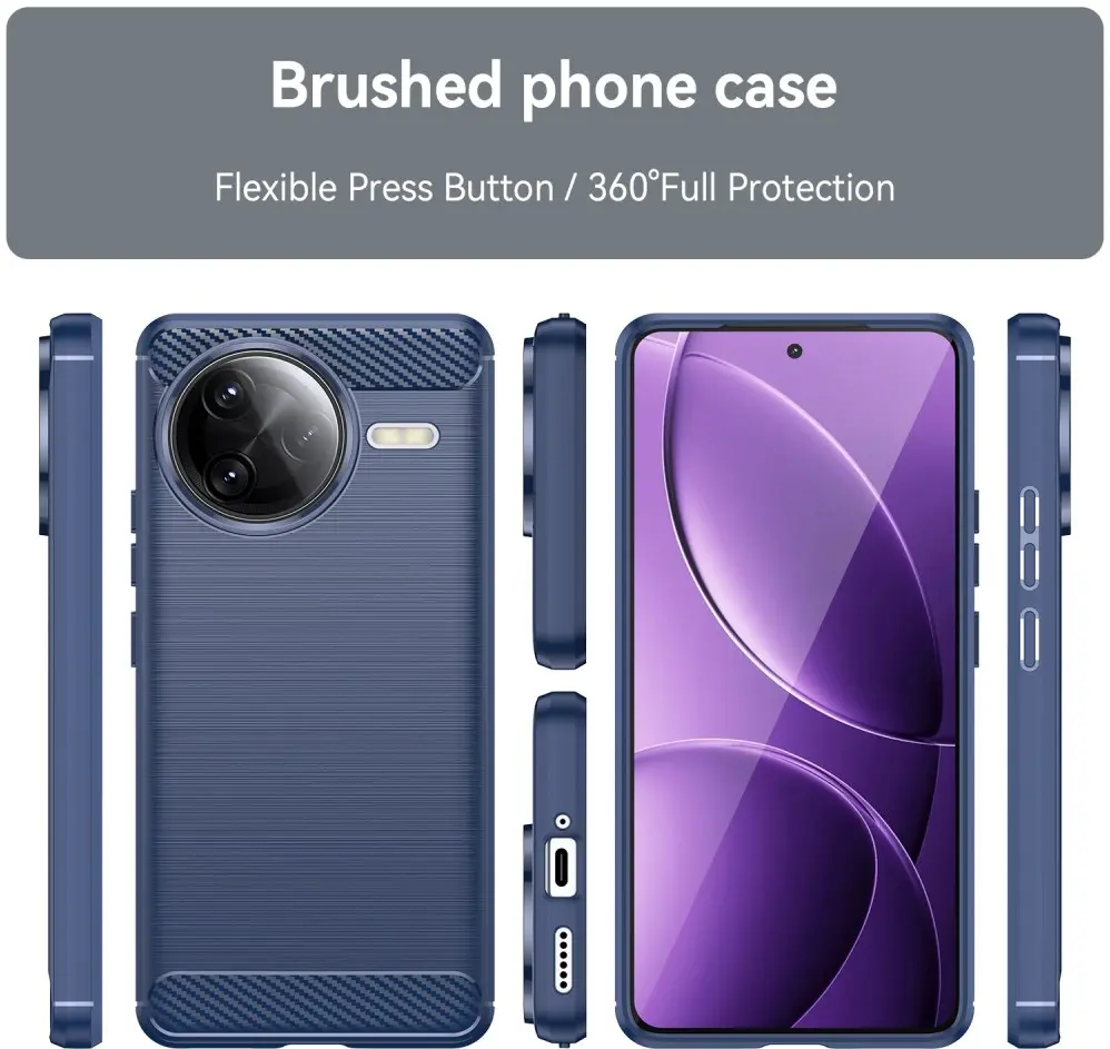 Xiaomi Poco F7 Ultra Hoesje Geborsteld TPU Flexibele Back Cover Blauw afbeelding 8