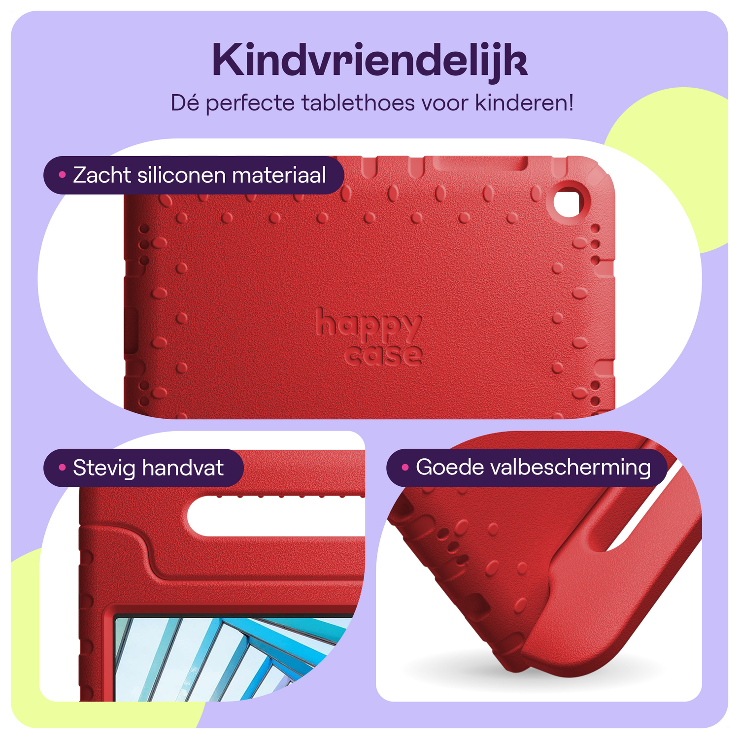 HappyCase Lenovo Tab M10 Gen 4 (2025) Kinder Tablethoes met Handvat Rood afbeelding 3