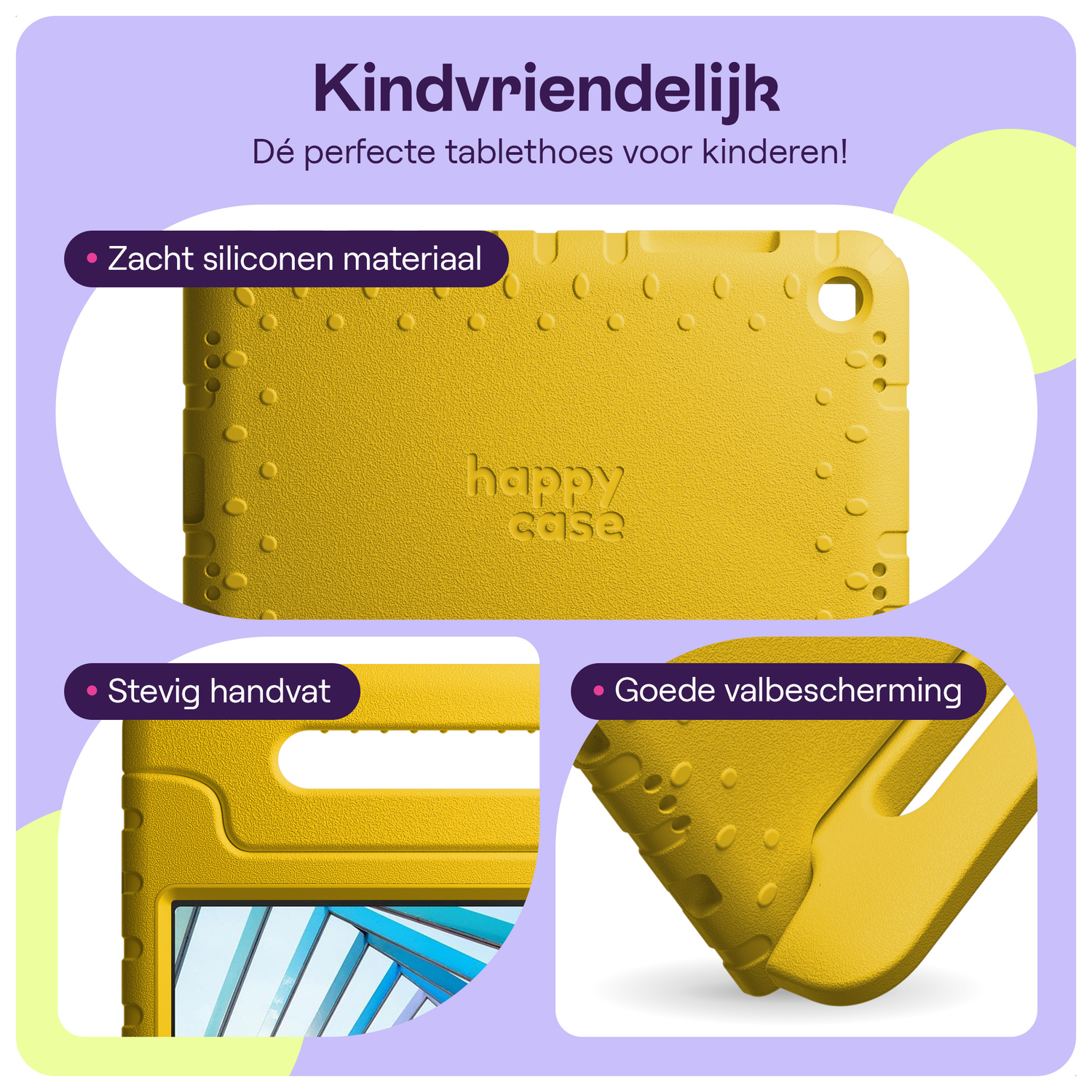 HappyCase Lenovo Tab M10 Gen 4 (2025) Kinder Tablethoes met Handvat Geel afbeelding 2