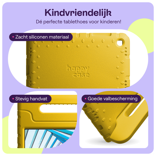 HappyCase Lenovo Tab M10 Gen 4 (2025) Kinder Tablethoes met Handvat Geel afbeelding 2