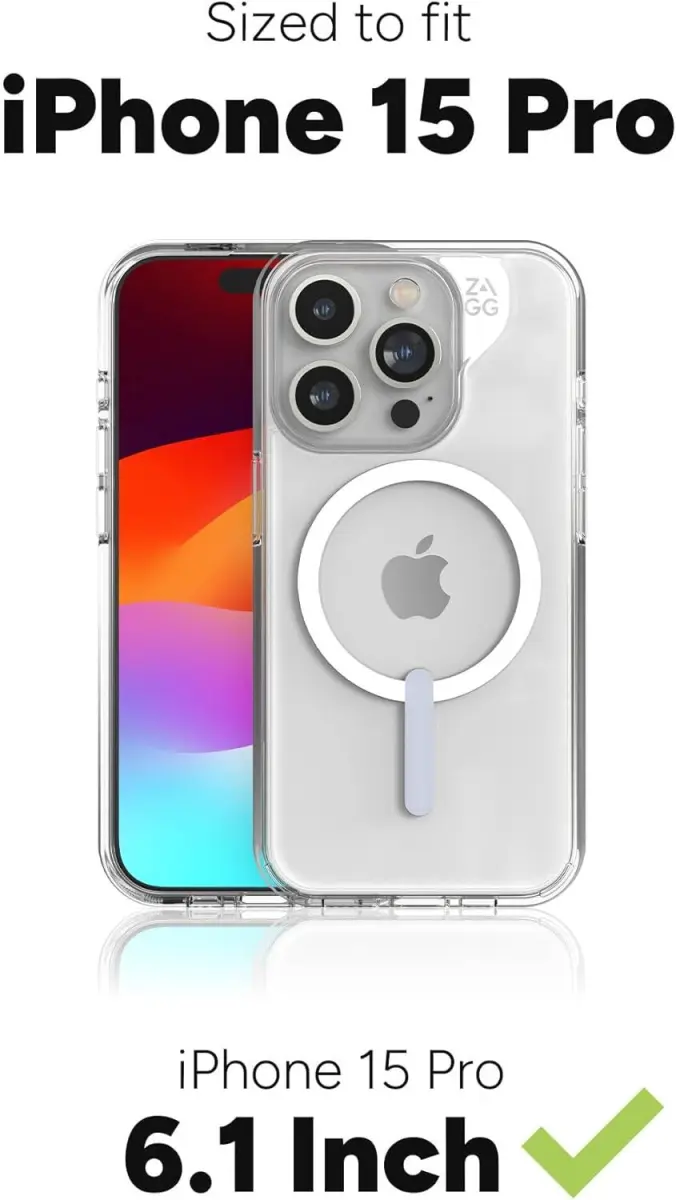 ZAGG Crystal Palace Snap iPhone 15 Pro Hoesje MagSafe Back Cover Transparant afbeelding 4