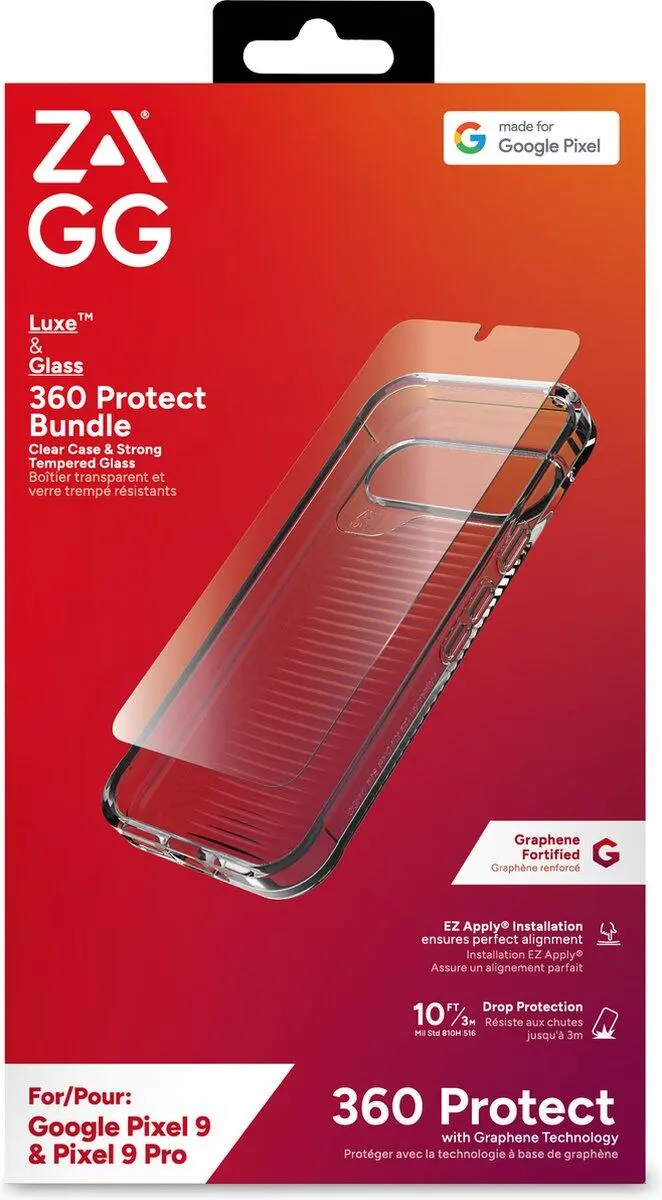 ZAGG Luxe Bundel Google Pixel 9 / 9 Pro Hoesje Transparant + Screen Protector afbeelding 3