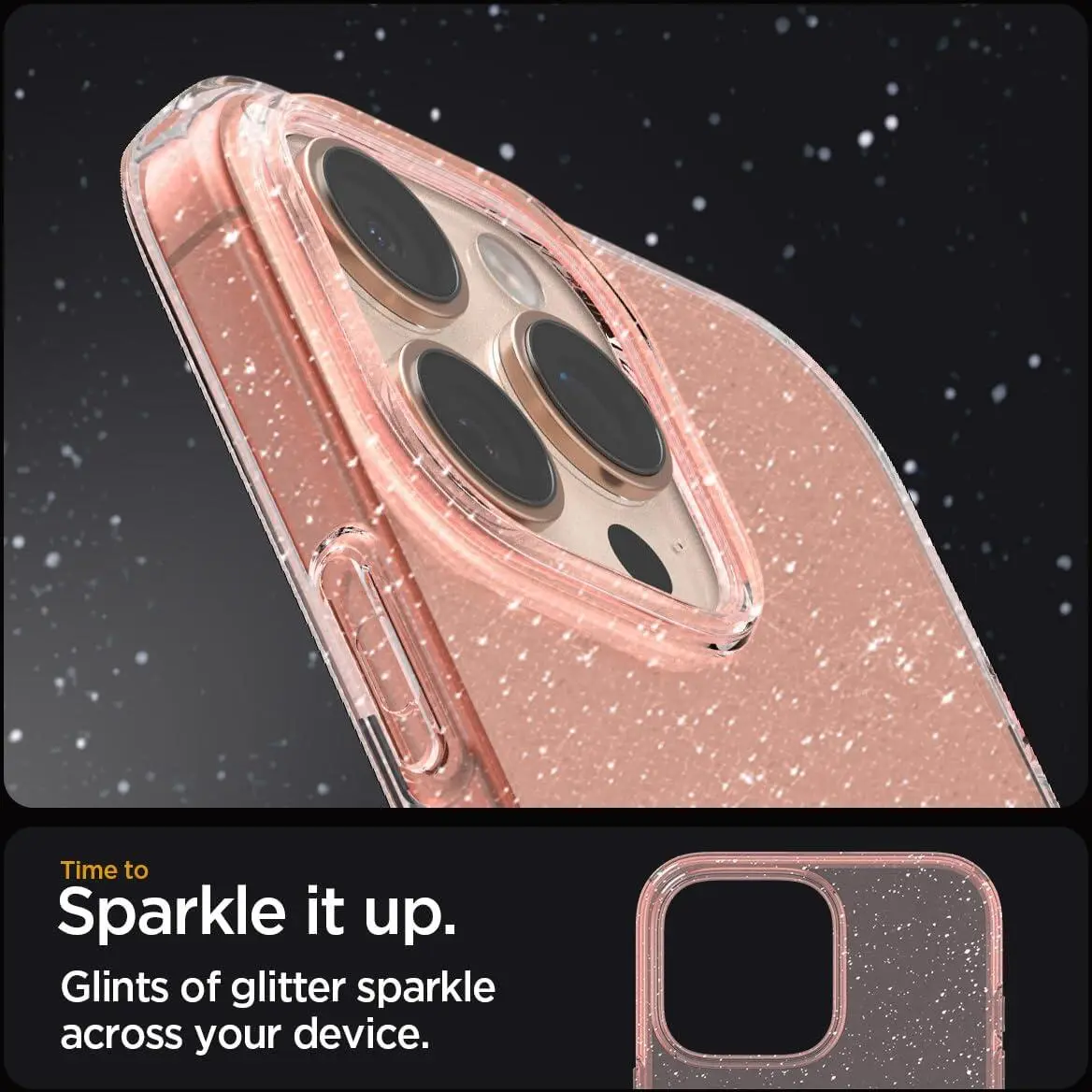 Spigen Liquid Crystal Apple iPhone 16 Pro Hoesje Back Cover Roze Glitter afbeelding 5