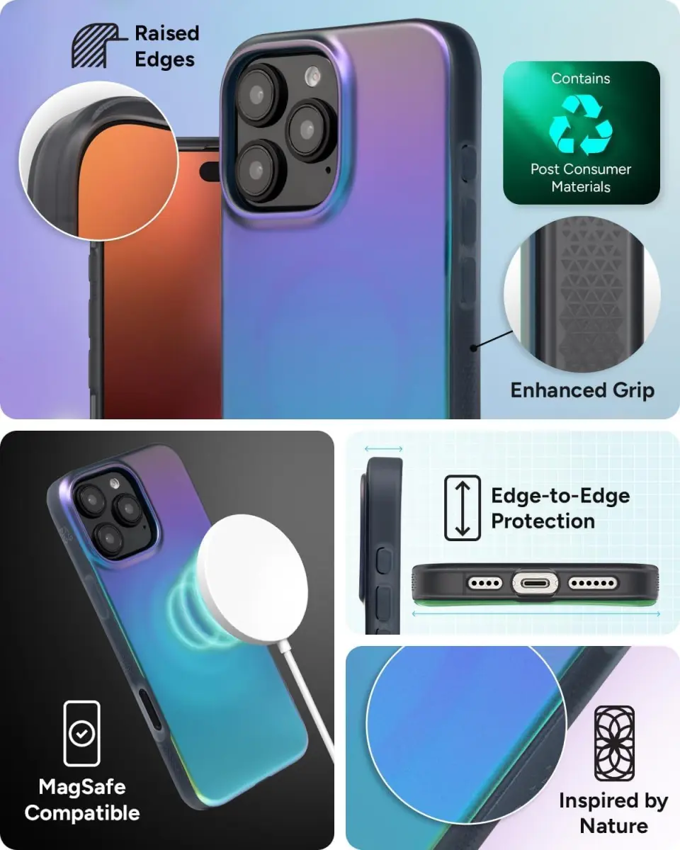 ZAGG Milan Snap iPhone 16 Pro Max Hoesje MagSafe Back Cover Groen Paars afbeelding 4