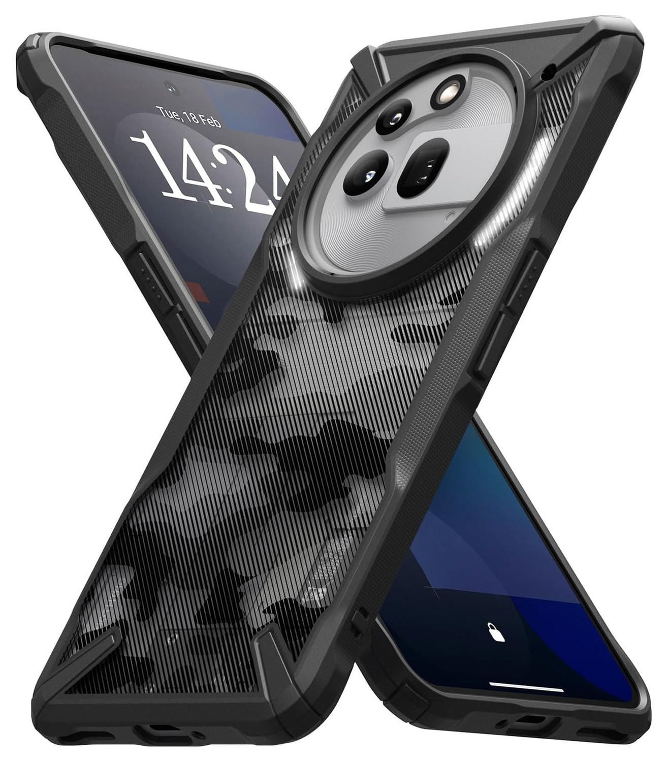 Ringke Fusion X Nothing Phone (3a) Pro Hoesje Back Cover Camo Zwart afbeelding 1