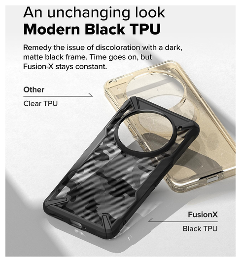 Ringke Fusion X Nothing Phone (3a) Pro Hoesje Back Cover Camo Zwart afbeelding 4