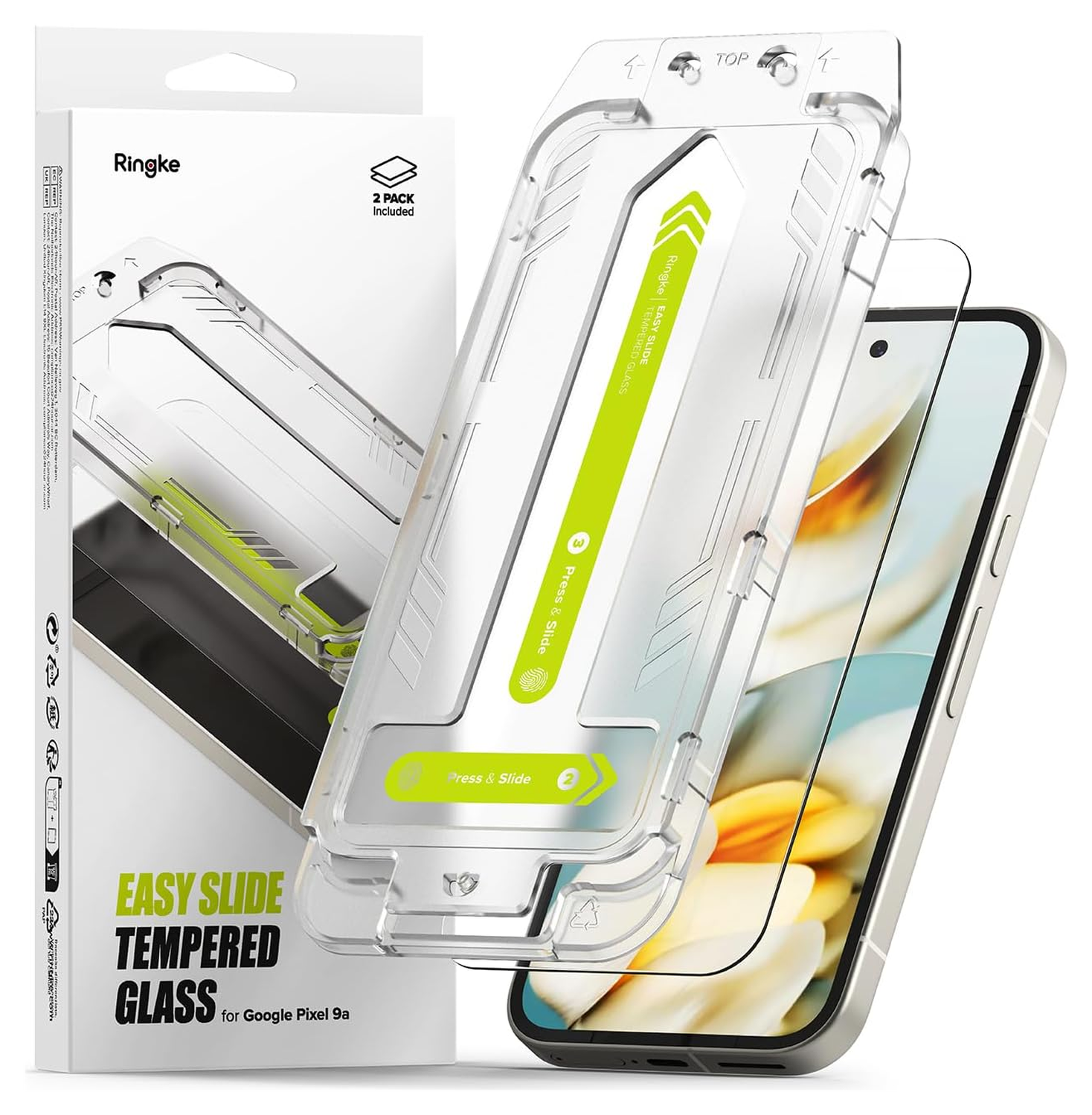 Ringke Easy Slide Google Pixel 9a Screen Protector met Jig 2-Pack afbeelding 1