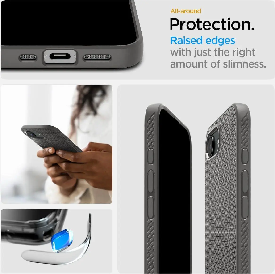 Spigen Liquid Air Apple iPhone 16e Hoesje Back Cover Grijs afbeelding 6