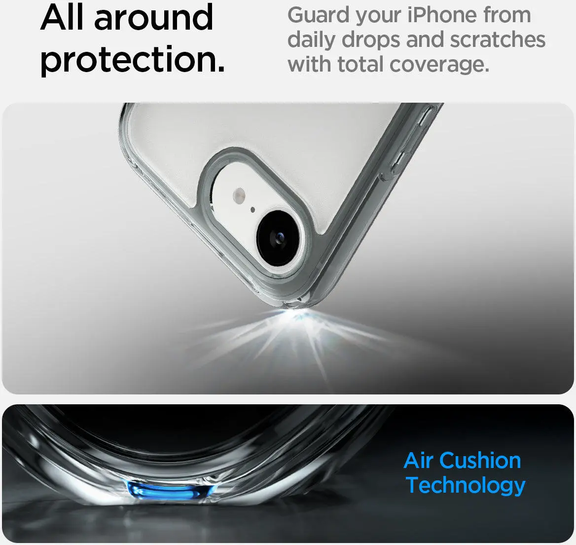 Spigen Ultra Hybrid Apple iPhone 16e Hoesje Back Cover Grijs Transparant afbeelding 7