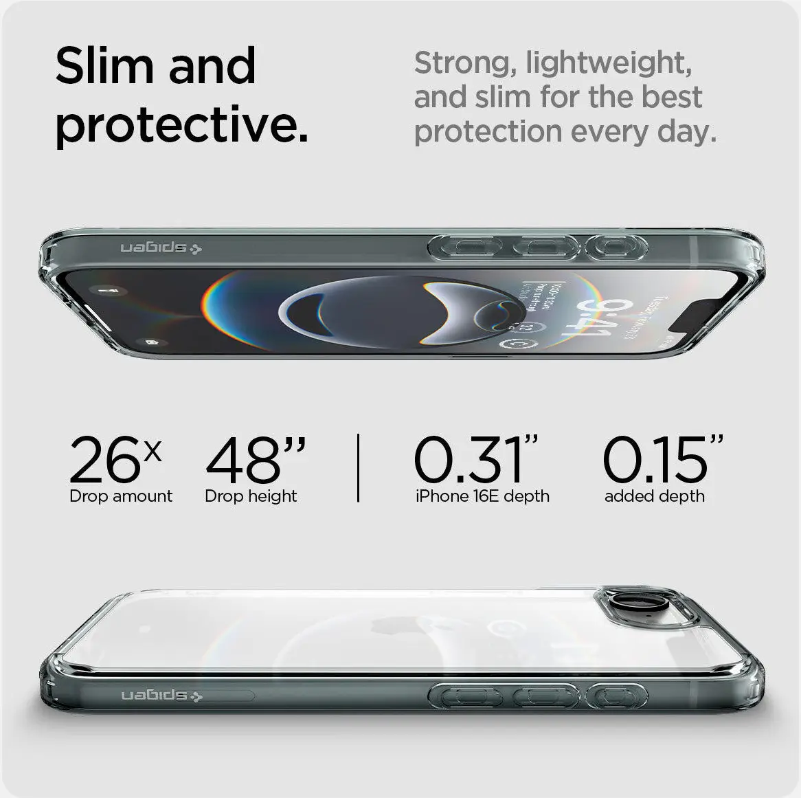 Spigen Ultra Hybrid Apple iPhone 16e Hoesje Back Cover Grijs Transparant afbeelding 8