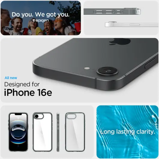 Spigen Ultra Hybrid Apple iPhone 16e Hoesje Back Cover Grijs Transparant afbeelding 3