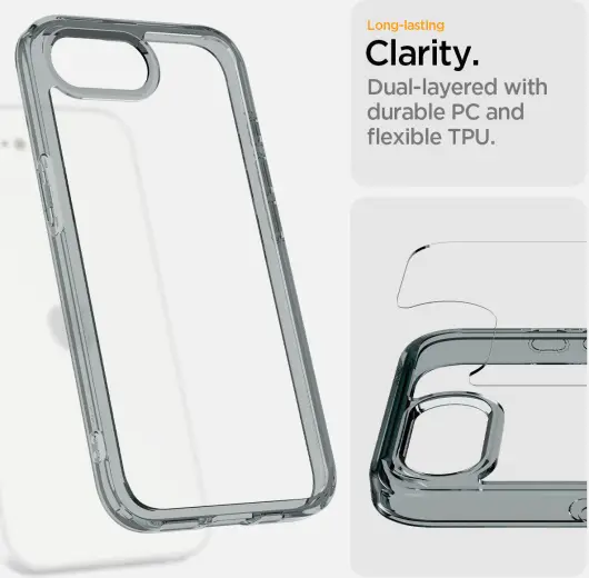 Spigen Ultra Hybrid Apple iPhone 16e Hoesje Back Cover Grijs Transparant afbeelding 5