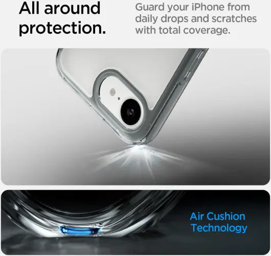 Spigen Ultra Hybrid Apple iPhone 16e Hoesje Back Cover Grijs Transparant afbeelding 7