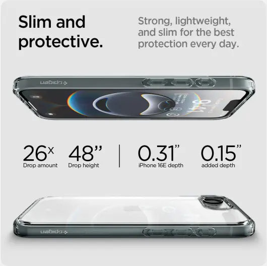 Spigen Ultra Hybrid Apple iPhone 16e Hoesje Back Cover Grijs Transparant afbeelding 8