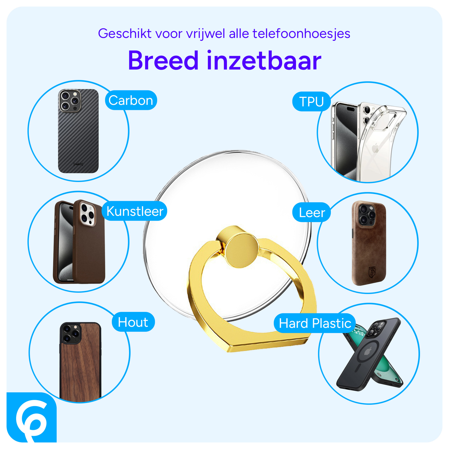 Universele Telefoon Ring Houder 360° Draaibaar Achterkant Telefoon Goud afbeelding 2