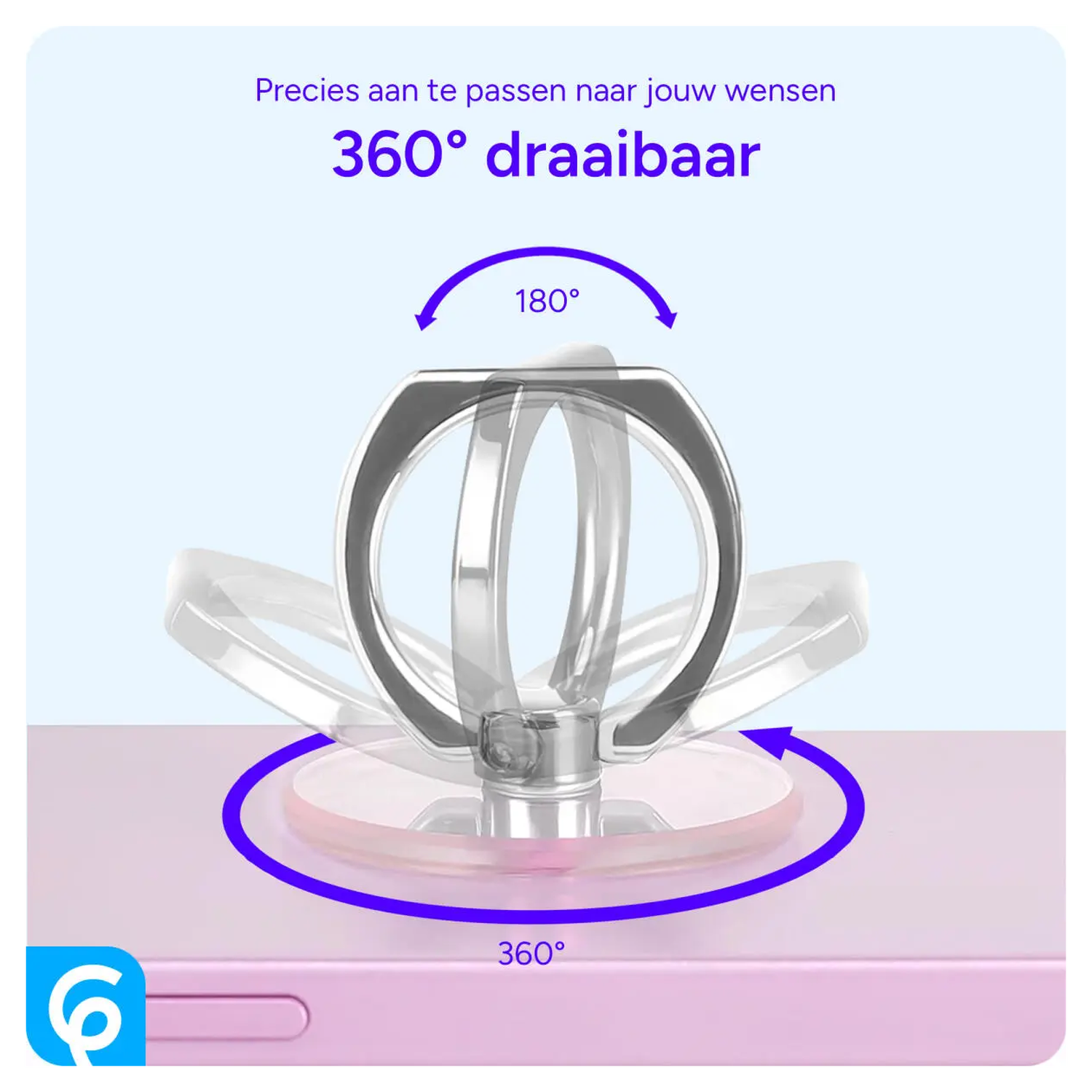 Universele Telefoon Ring Houder 360° Draaibaar Achterkant Telefoon Roze Goud afbeelding 5