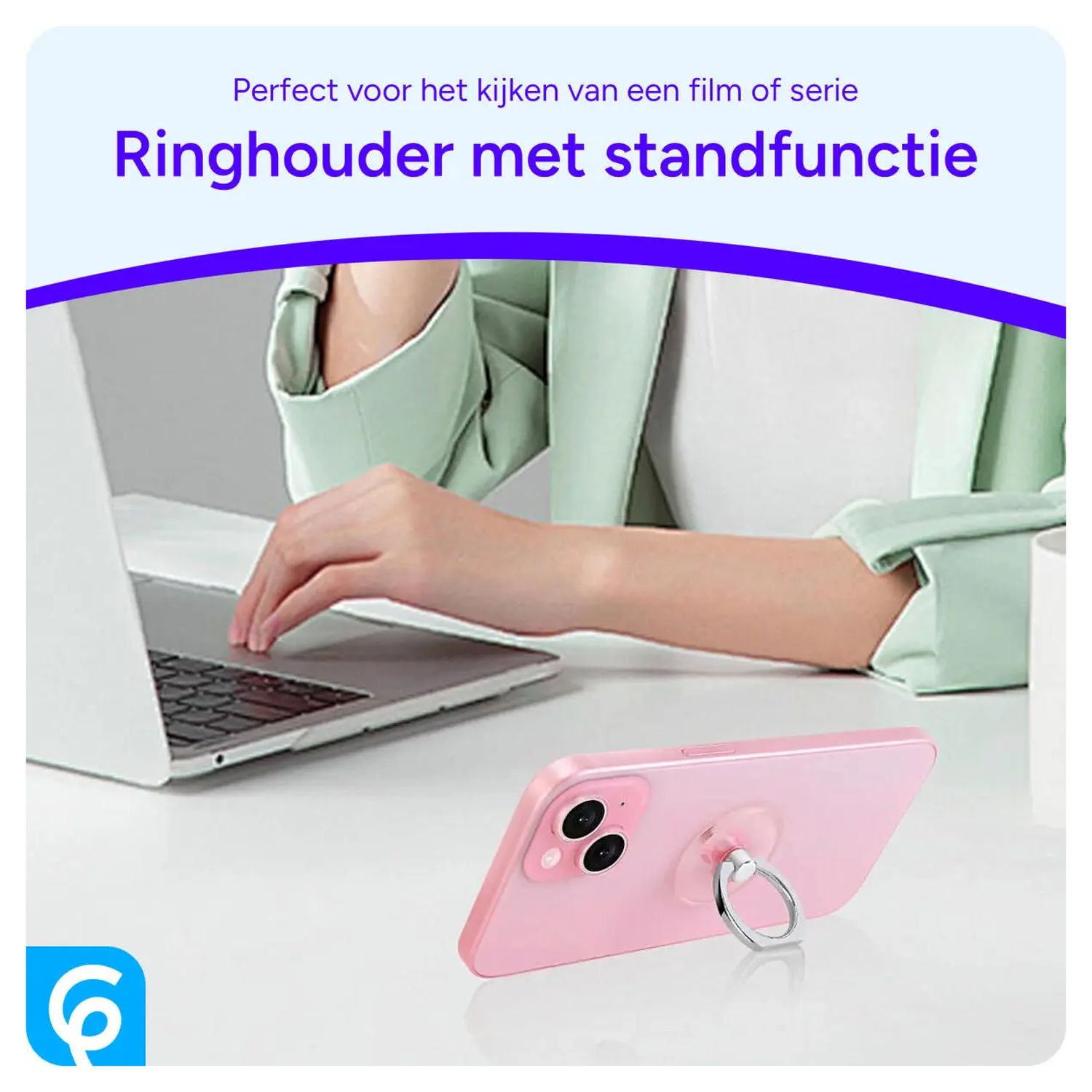 Universele Telefoon Ring Houder 360° Draaibaar Achterkant Telefoon Roze Goud afbeelding 3