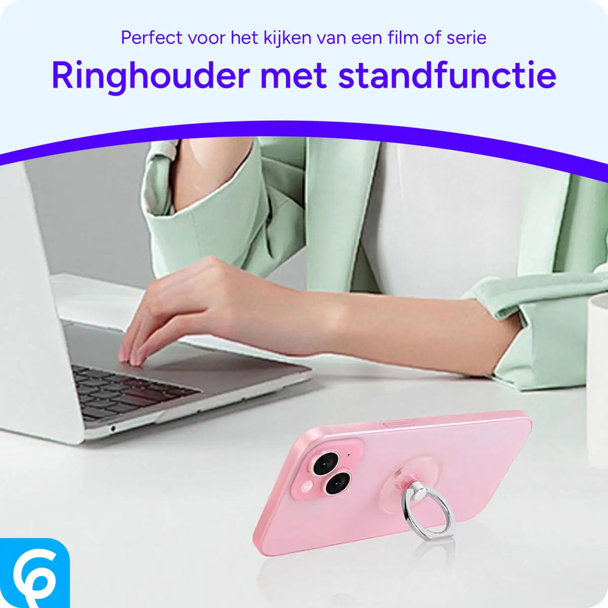 Universele Telefoon Ring Houder 360° Draaibaar Achterkant Telefoon Zwart afbeelding 3