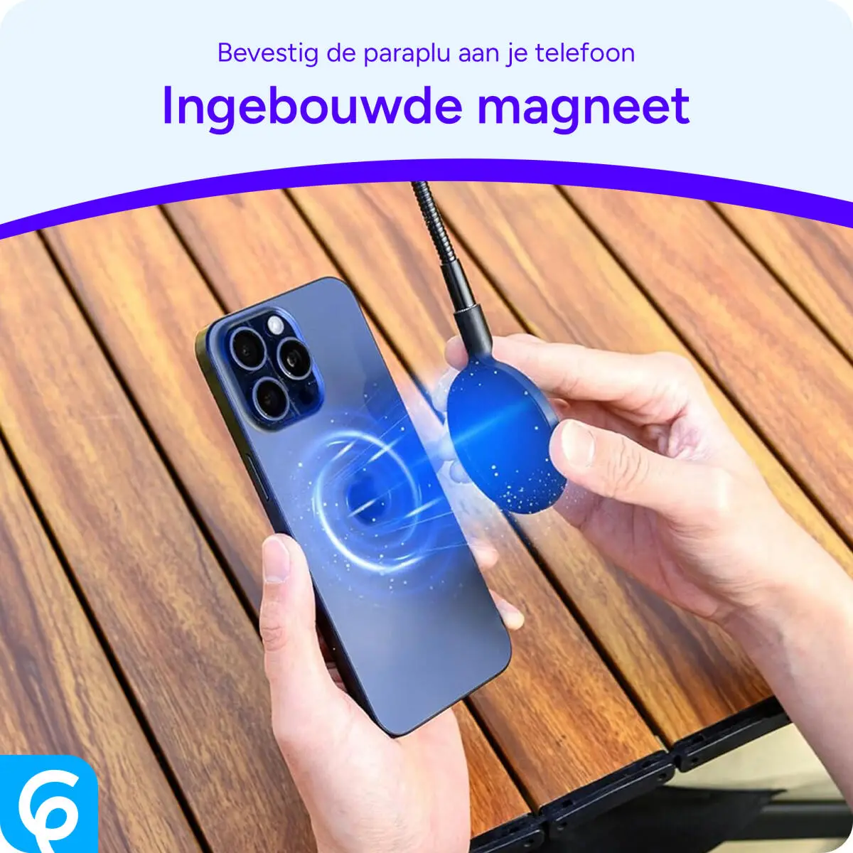 Magnetische MagSafe Flexibele Telefoon Paraplu Zwart afbeelding 2