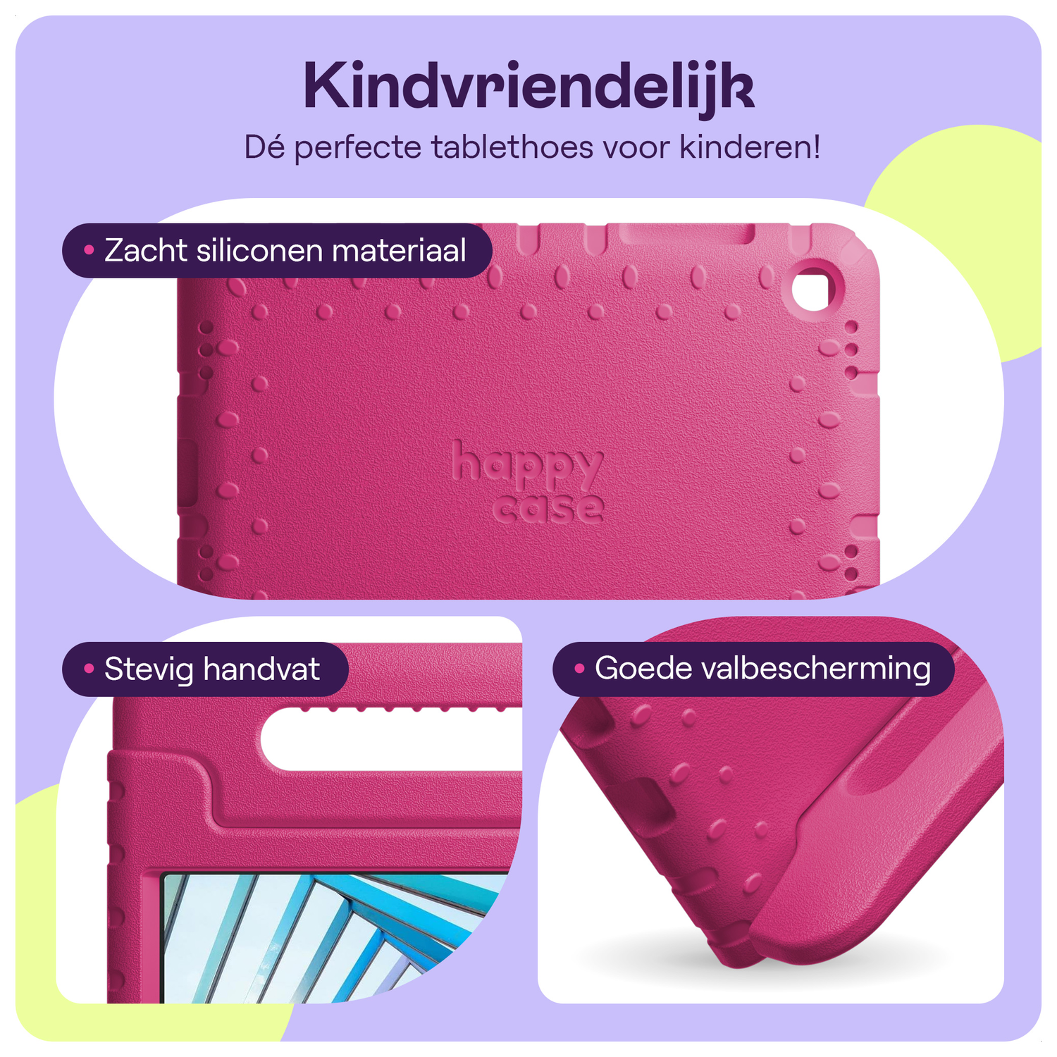 HappyCase Lenovo Tab M11/K11 Kinder Tablethoes met Handvat Roze afbeelding 2