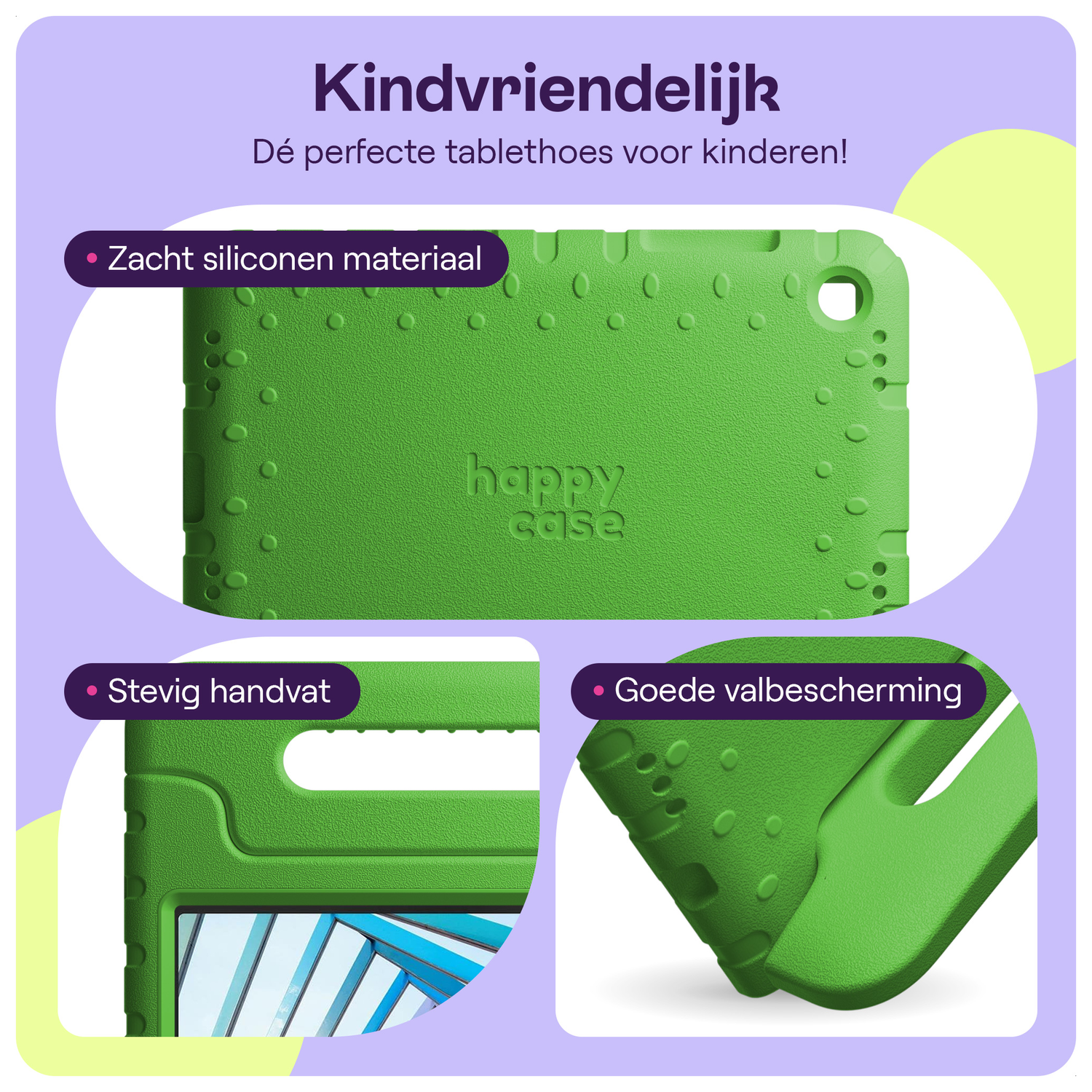 HappyCase Lenovo Tab M11/K11 Kinder Tablethoes met Handvat Groen afbeelding 2