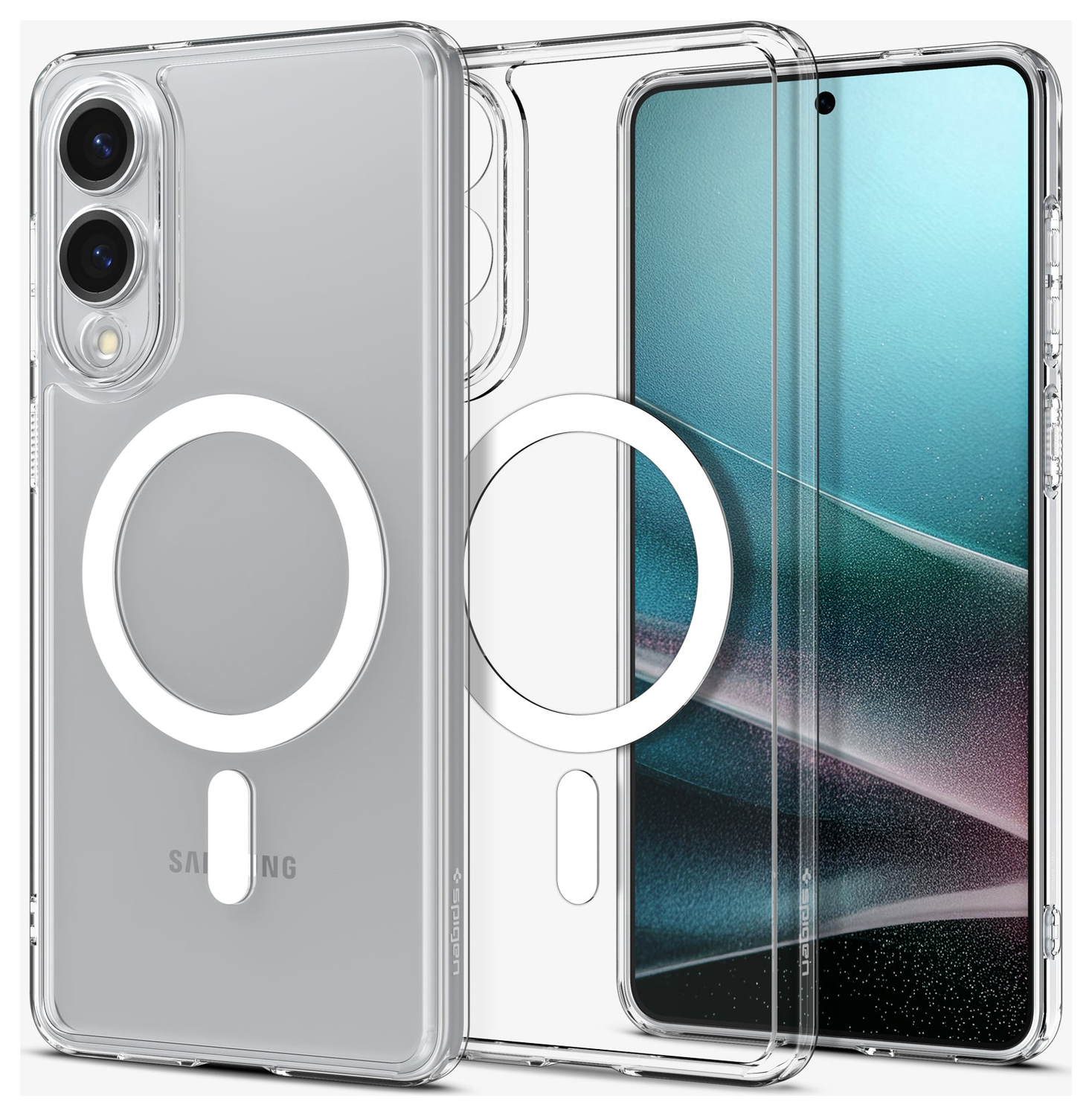Spigen Ultra Hybrid MagFit Samsung Galaxy S25 Edge Hoesje MagSafe Clear Wit afbeelding 1