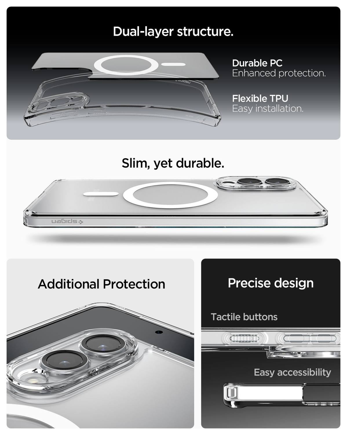 Spigen Ultra Hybrid MagFit Samsung Galaxy S25 Edge Hoesje MagSafe Clear Wit afbeelding 2