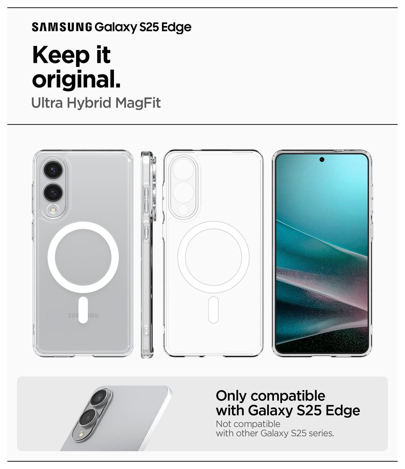 Spigen Ultra Hybrid MagFit Samsung Galaxy S25 Edge Hoesje MagSafe Clear Wit afbeelding 3