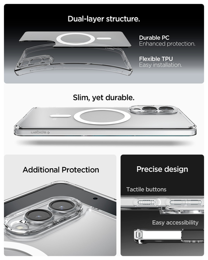 Spigen Ultra Hybrid MagFit Samsung Galaxy S25 Edge Hoesje MagSafe Clear Wit afbeelding 2