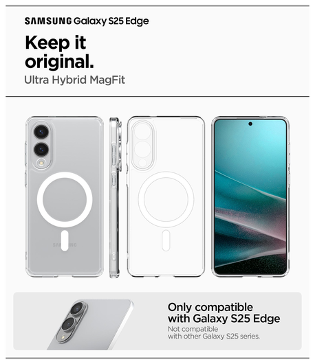 Spigen Ultra Hybrid MagFit Samsung Galaxy S25 Edge Hoesje MagSafe Clear Wit afbeelding 3