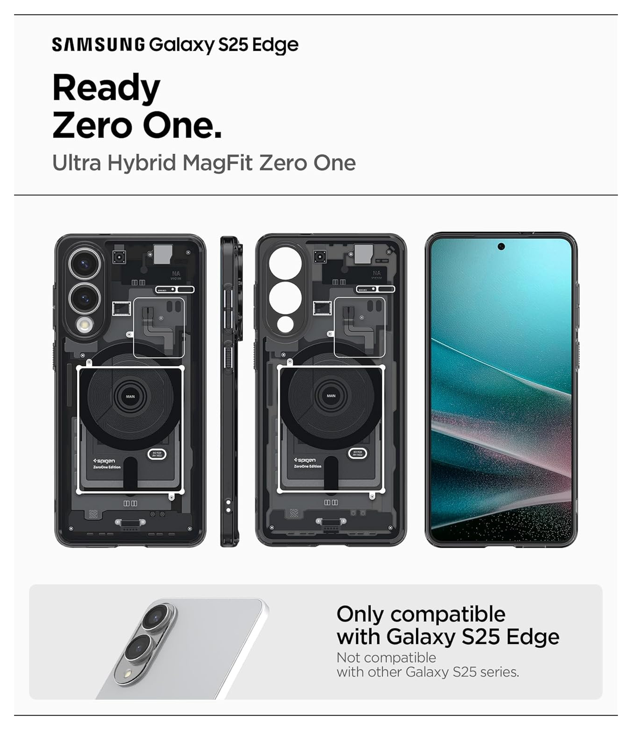 Spigen Ultra Hybrid MagFit Samsung Galaxy S25 Edge Hoesje MagSafe Zero One Zwart afbeelding 7