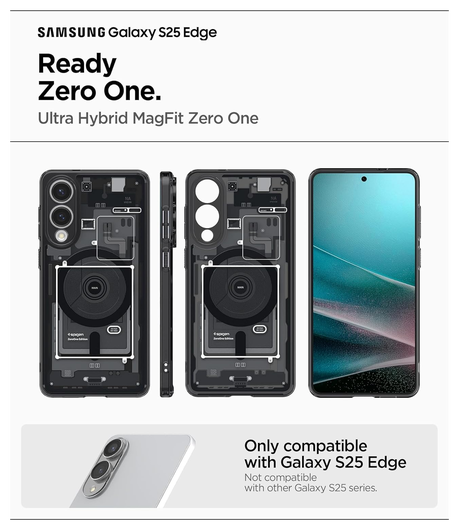 Spigen Ultra Hybrid MagFit Samsung Galaxy S25 Edge Hoesje MagSafe Zero One Zwart afbeelding 7