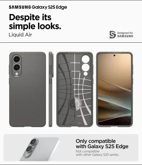 Spigen Liquid Air Samsung Galaxy S25 Edge Hoesje Back Cover Grijs afbeelding 9