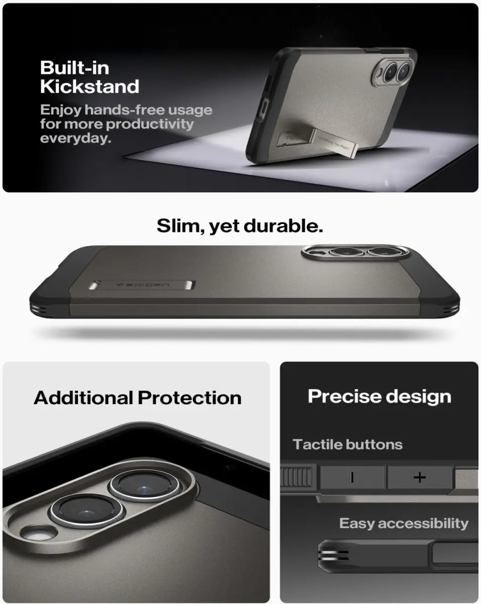 Spigen Tough Armor Samsung Galaxy S25 Edge Hoesje MagSafe Back Cover Gunmetal afbeelding 4