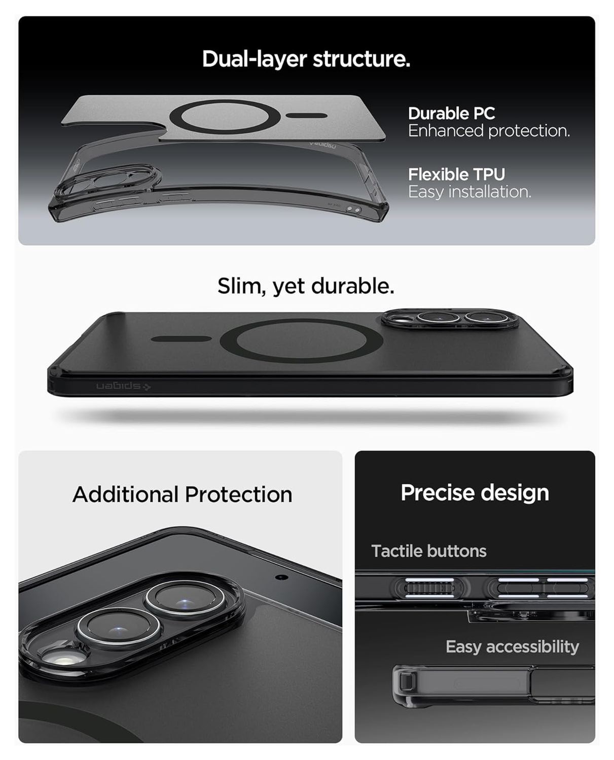 Spigen Ultra Hybrid MagFit Samsung Galaxy S25 Edge Hoesje MagSafe Zwart afbeelding 6
