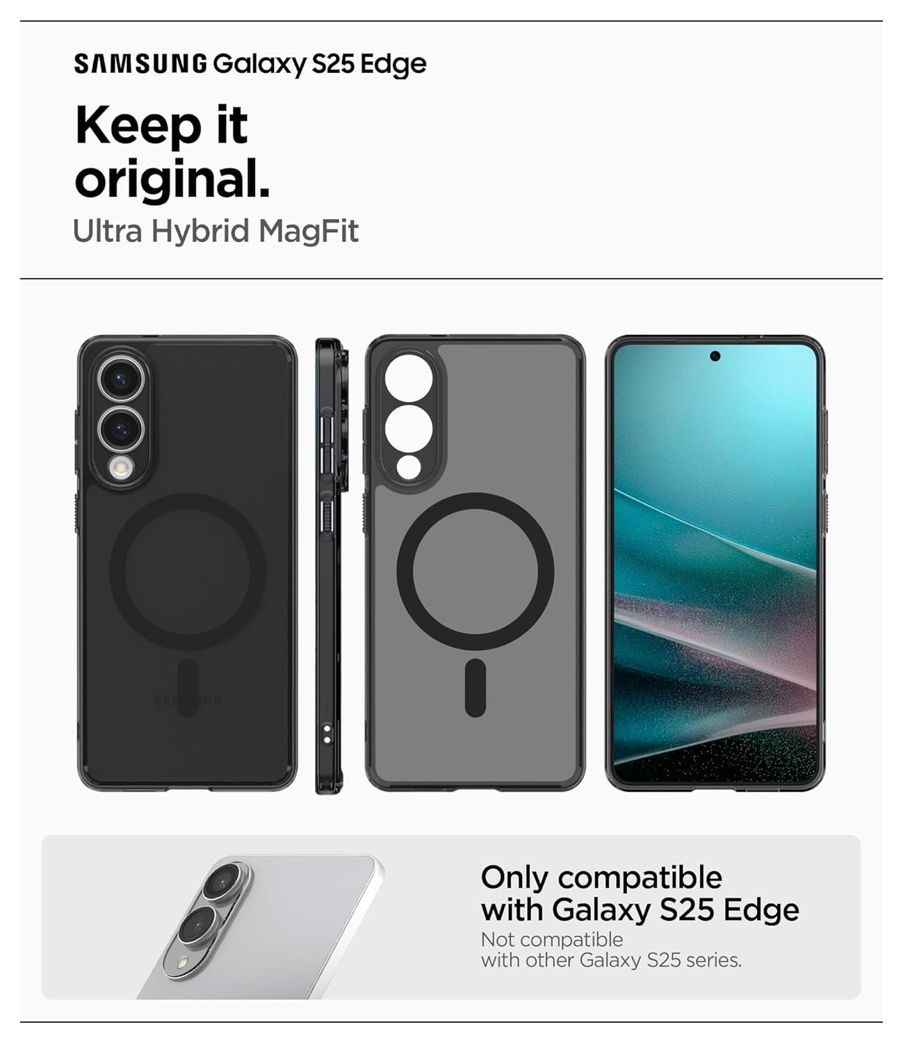 Spigen Ultra Hybrid MagFit Samsung Galaxy S25 Edge Hoesje MagSafe Zwart afbeelding 7