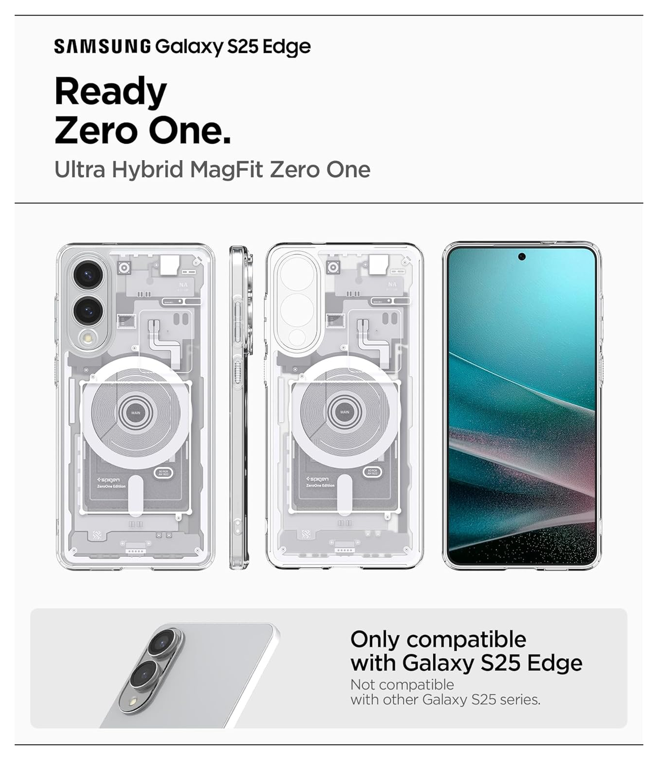 Spigen Ultra Hybrid MagFit Samsung Galaxy S25 Edge Hoesje MagSafe Zero One Wit afbeelding 7