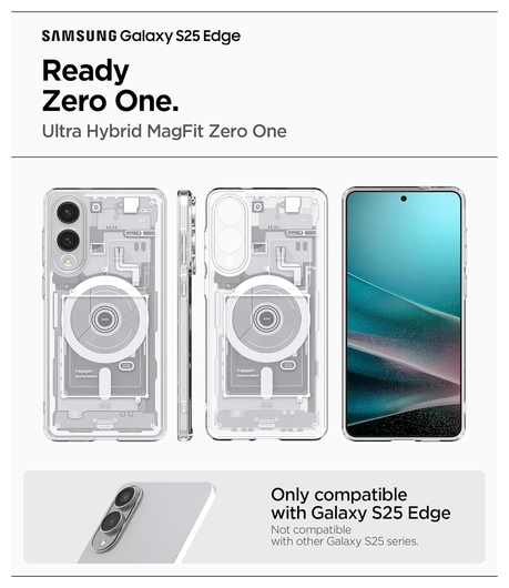 Spigen Ultra Hybrid MagFit Samsung Galaxy S25 Edge Hoesje MagSafe Zero One Wit afbeelding 7