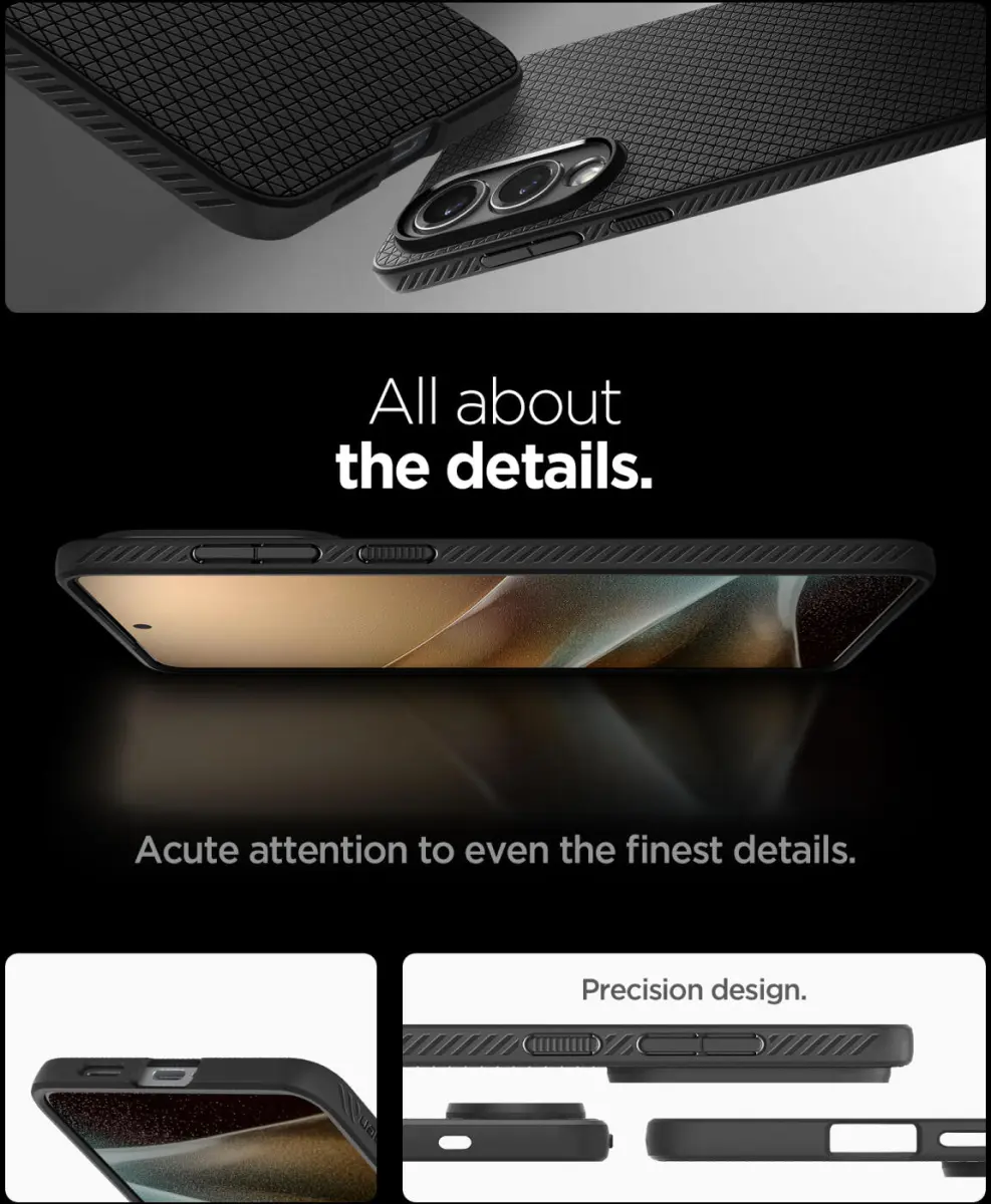 Spigen Liquid Air Samsung Galaxy S25 Edge Hoesje Back Cover Matte Zwart afbeelding 4