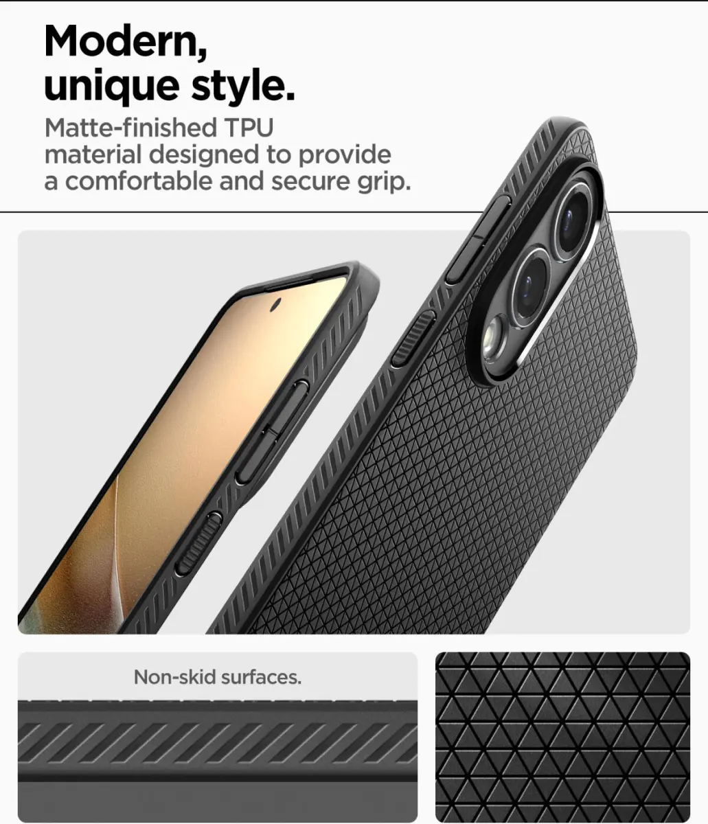 Spigen Liquid Air Samsung Galaxy S25 Edge Hoesje Back Cover Matte Zwart afbeelding 5