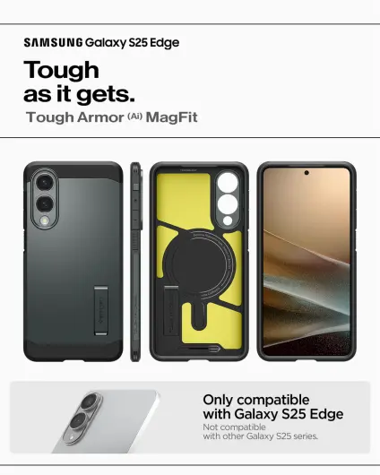 Spigen Tough Armor Samsung Galaxy S25 Edge Hoesje MagSafe Back Cover Groen afbeelding 7