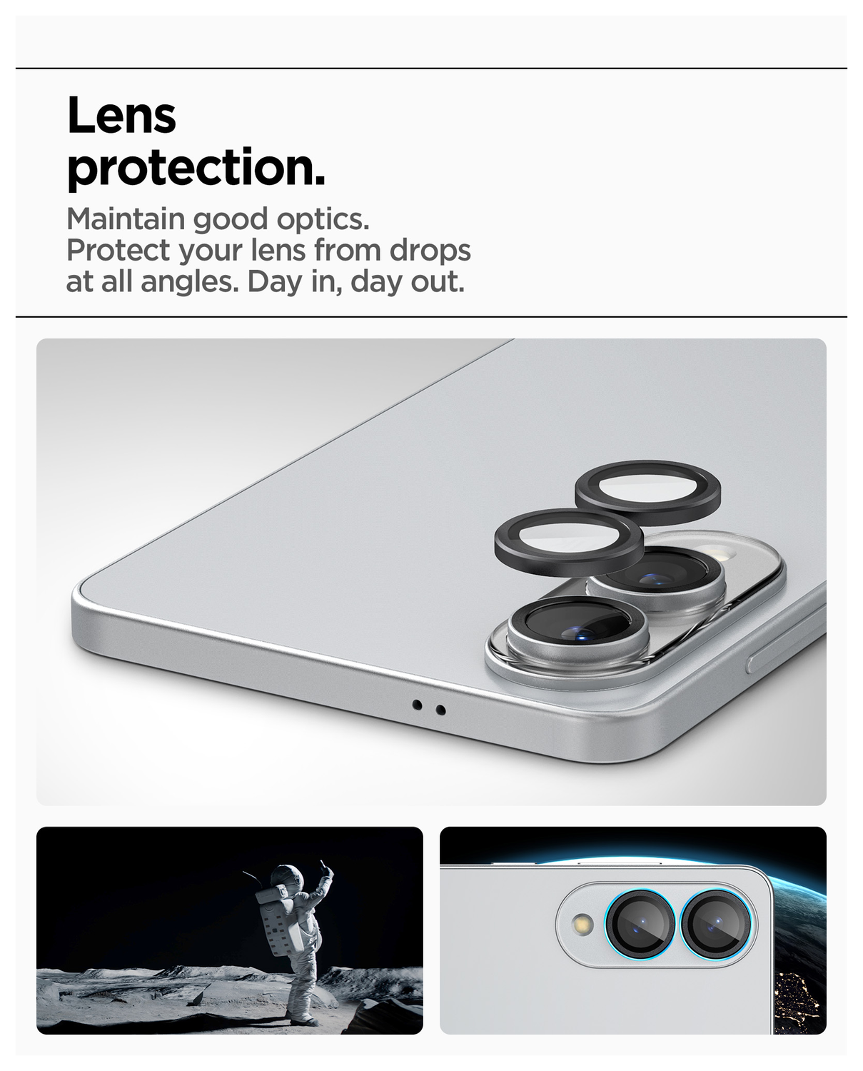 Spigen Optik Pro HD Samsung Galaxy S25 Edge Camera Lens Protector Zwart 2-Pack afbeelding 5