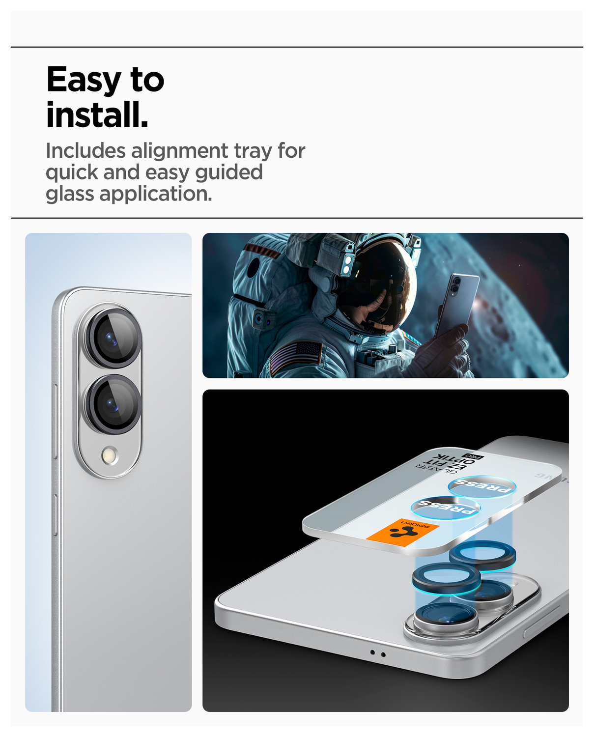 Spigen Optik Pro HD Samsung Galaxy S25 Edge Camera Lens Protector Zwart 2-Pack afbeelding 4