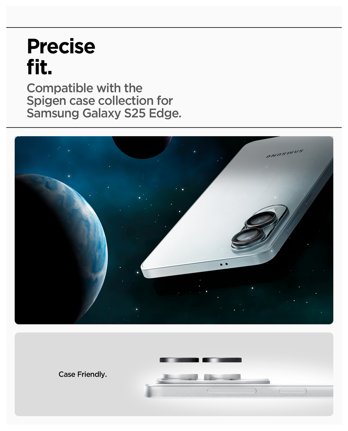 Spigen Optik Pro HD Samsung Galaxy S25 Edge Camera Lens Protector Zwart 2-Pack afbeelding 7