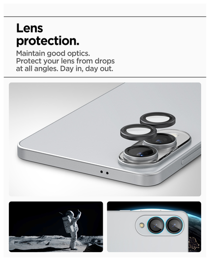 Spigen Optik Pro HD Samsung Galaxy S25 Edge Camera Lens Protector Zwart 2-Pack afbeelding 5
