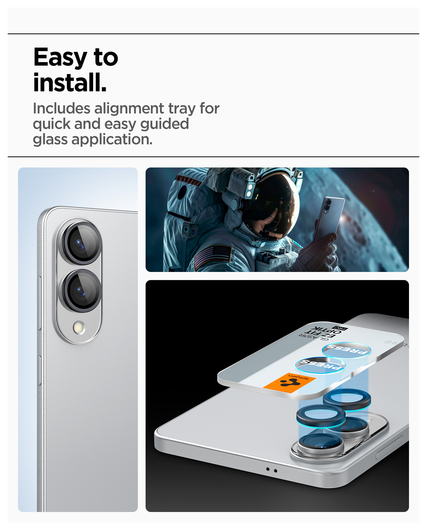 Spigen Optik Pro HD Samsung Galaxy S25 Edge Camera Lens Protector Zwart 2-Pack afbeelding 4