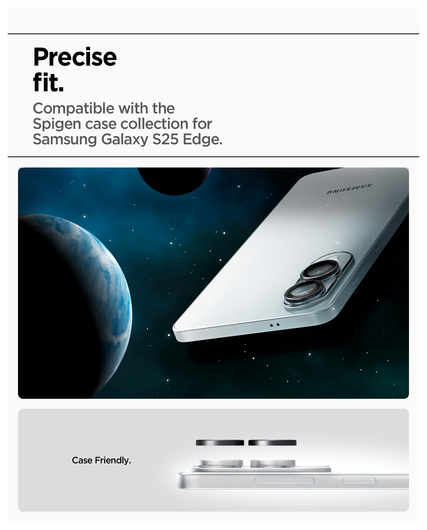 Spigen Optik Pro HD Samsung Galaxy S25 Edge Camera Lens Protector Zwart 2-Pack afbeelding 7