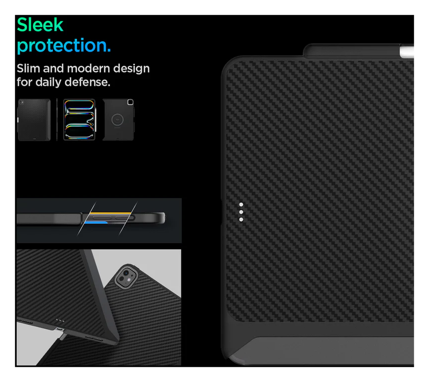 Spigen Enzo Aramid iPad Air 13 (2024/2025) Hoes Aramide Back Cover Zwart afbeelding 8