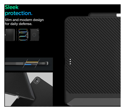 Spigen Enzo Aramid iPad Air 13 (2024/2025) Hoes Aramide Back Cover Zwart afbeelding 8